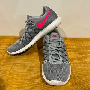 NIKE Flex Fury 2 Women's Running Shoes Gray Pink Flywire Size 8 FitSole‎